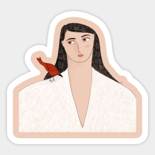 Girl with Bird Sticker